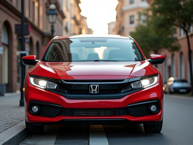 Honda Civic rojo estacionado en ciudad