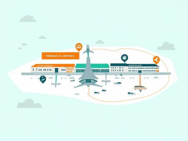 Mapa ilustrativo del punto de encuentro en Terminal 2 y Terminal 3 del Aeropuerto de Cancún